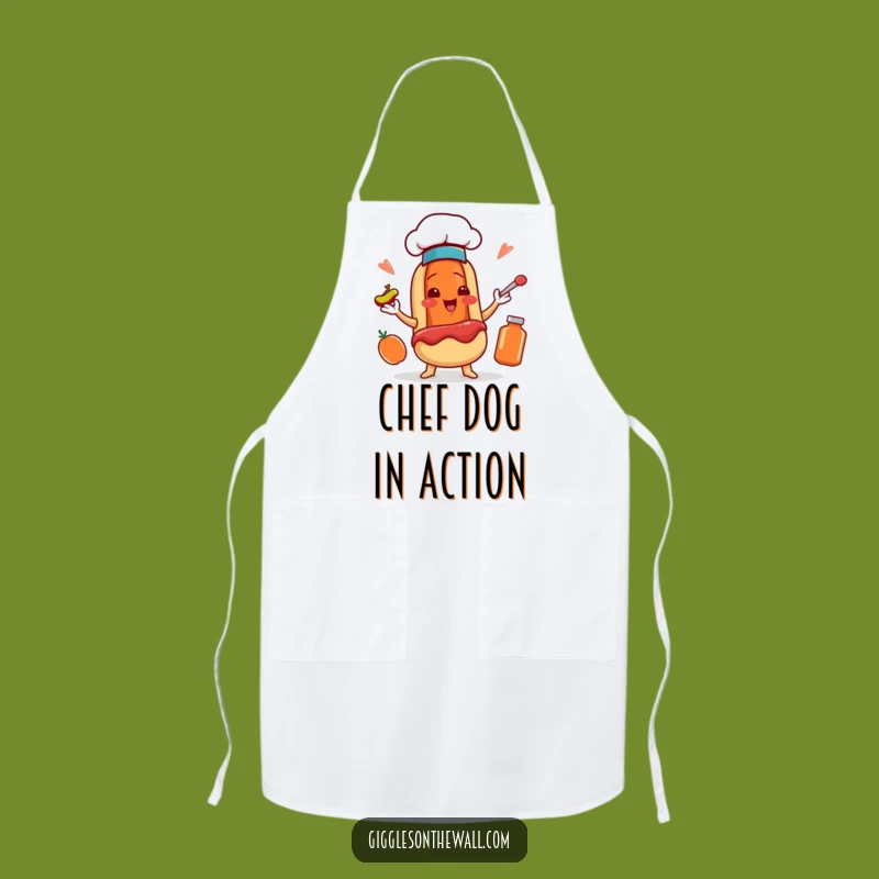 Funny Hot Dog Chef Apron: Juggling Condiments Kitchen Fun Gift