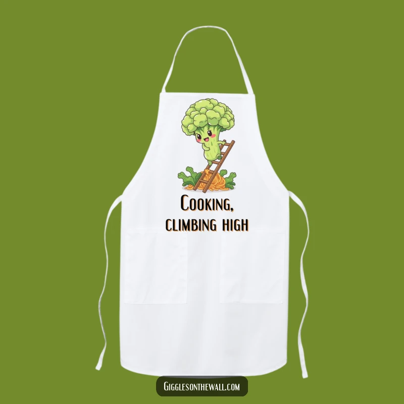 Funny Broccoli Noodle Ladder Apron: Cook with Determination and Health