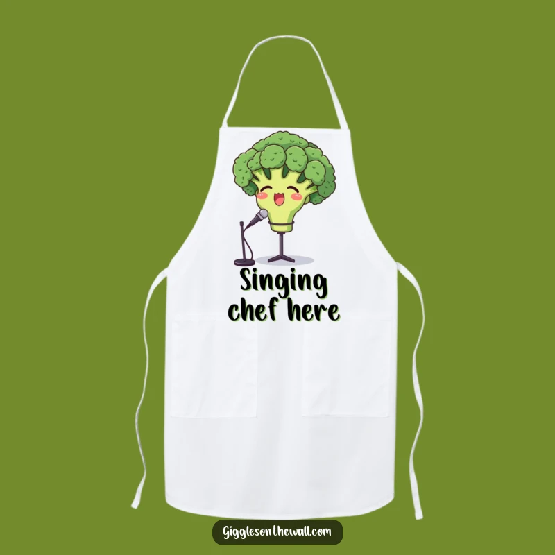 Funny Opera Broccoli Apron - Proud Vegetable Cartoon Kitchen Wear
