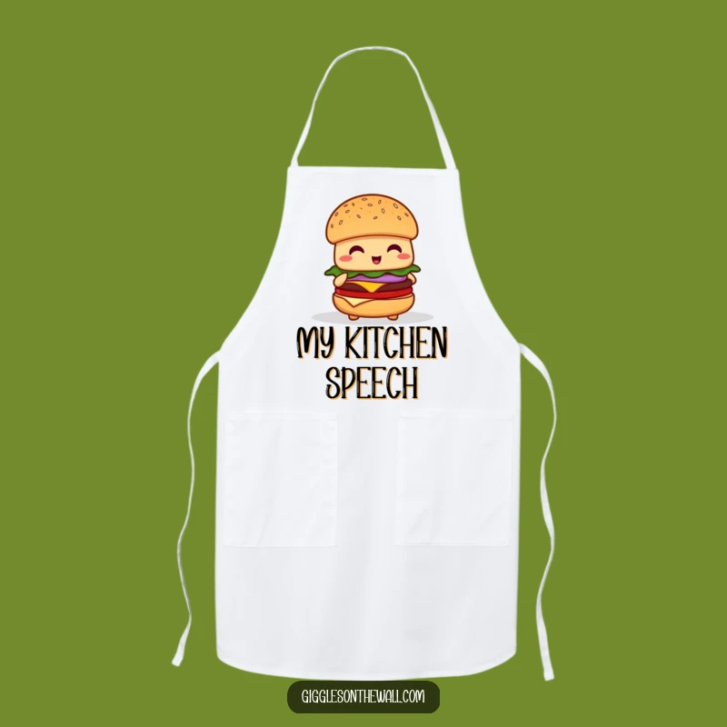 Funny Shy Hamburger Apron - Cook with Awkwardness featuring Burger Speech Fright