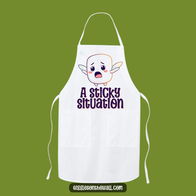 Funny Startled Marshmallow Apron - Cook with Comical Courage!