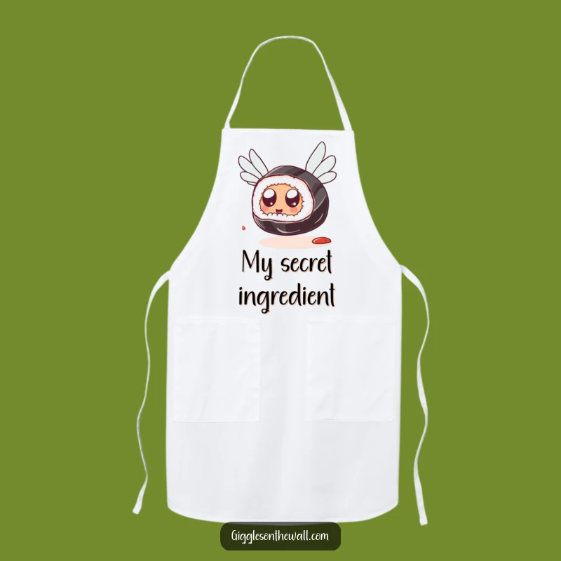Funny Sushi Flying Apron: Cook with Quirky Flair, Humorous Kitchen Accessory