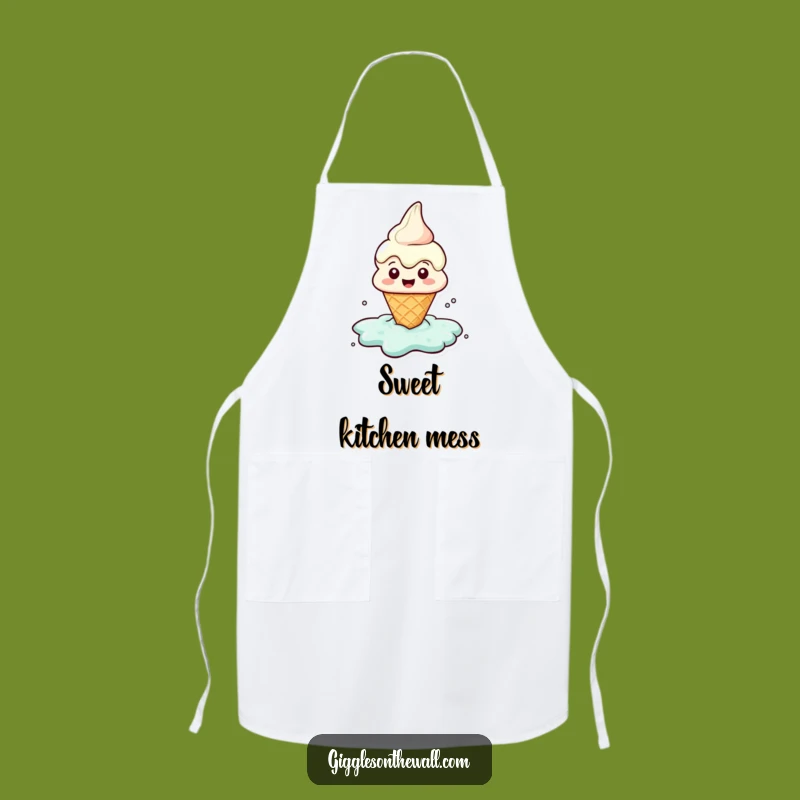 Funny Melting Ice Cream Apron: Puddle Character Kitchen Fun Gift