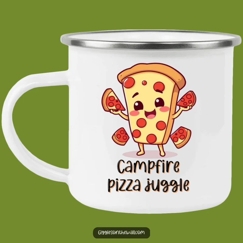 Funny Pizza Camping Mug: Juggling Pepperoni, Perfect Funny Gift