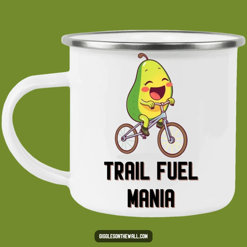 Camping Mug: Funny Avocado Spaghetti Unicycle - Adventure with Laughs!
