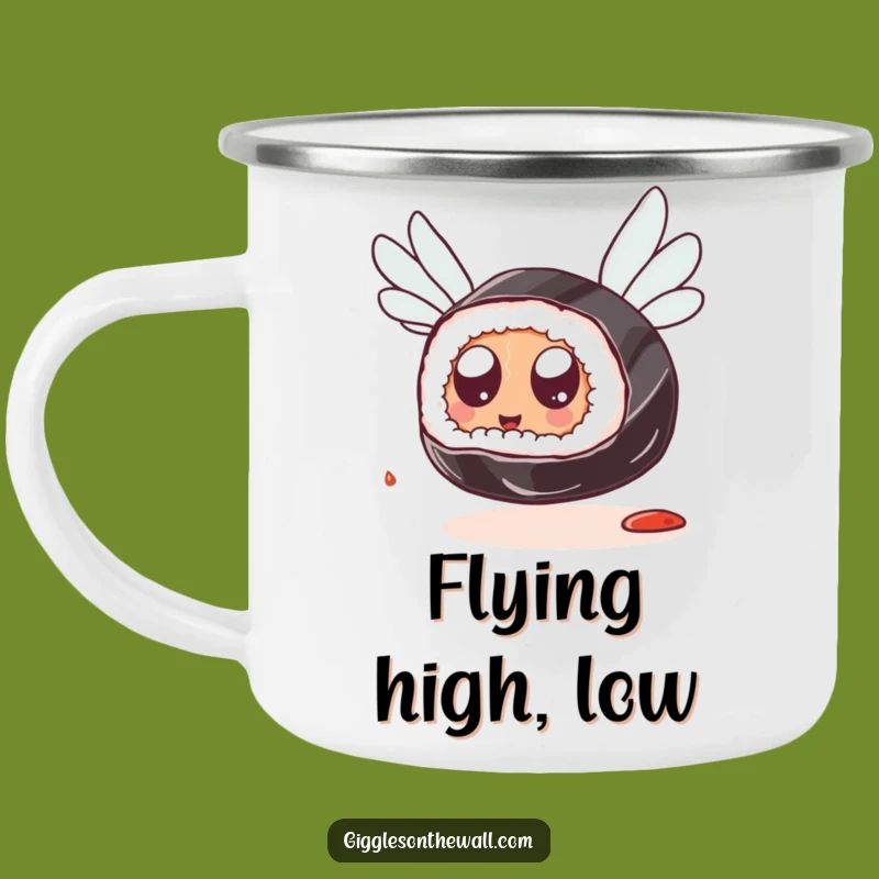 Funny Sushi Flying Camping Mug: Adventure Fuel for Googly-Eyed Explorers