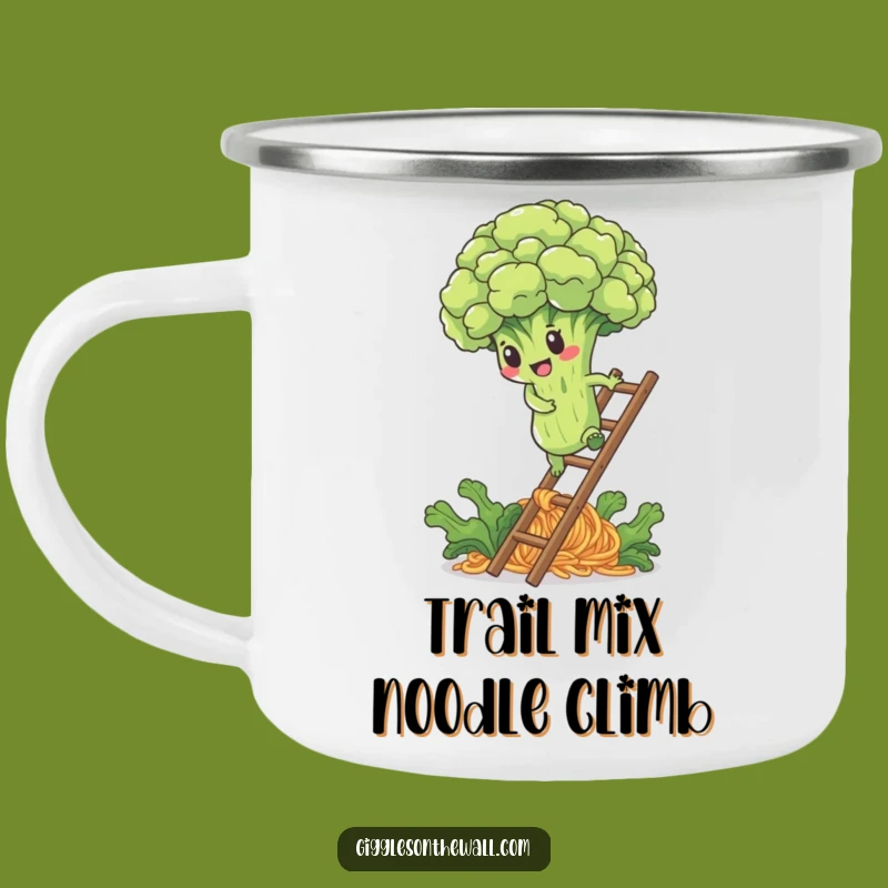 Funny Broccoli Noodle Ladder Camping Mug: Healthy Sips on the Go