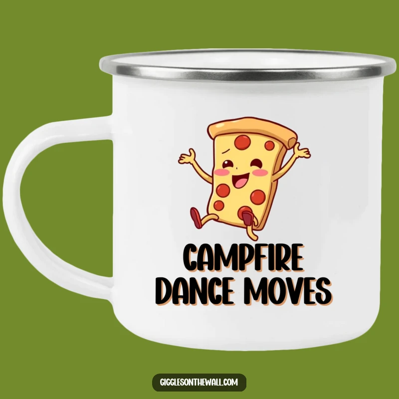 Funny Dancing Pizza Camping Mug: Adventure Fuel with Clumsy Dance Moves
