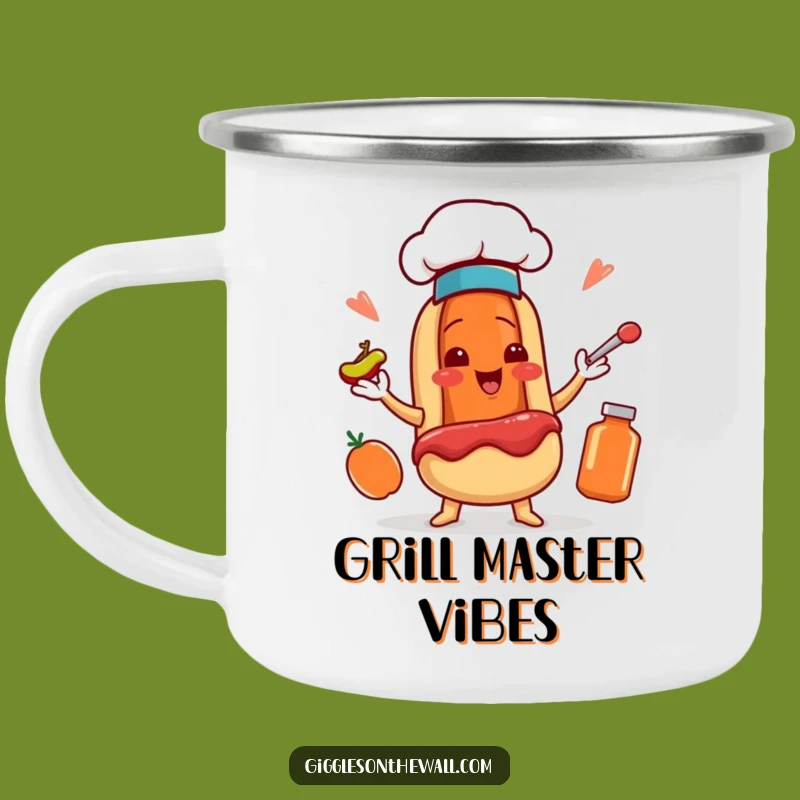 Funny Hot Dog Chef Camping Mug: Durable Juggling Condiments Camp Gift
