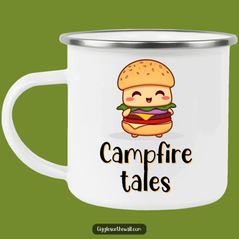 Funny Shy Hamburger Camping Mug - Awkward Adventures with Burger Stage Fright