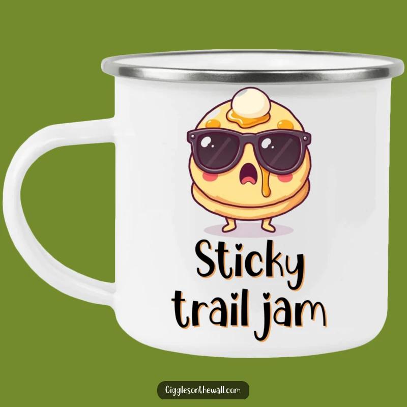 Funny Surprised Pancake Camping Mug - Quirky & Hilarious Outdoor Breakfast