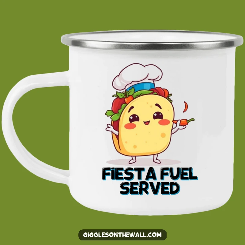 Funny Taco Chef Camping Mug: Campfire Meals with Juggling Taco Fun