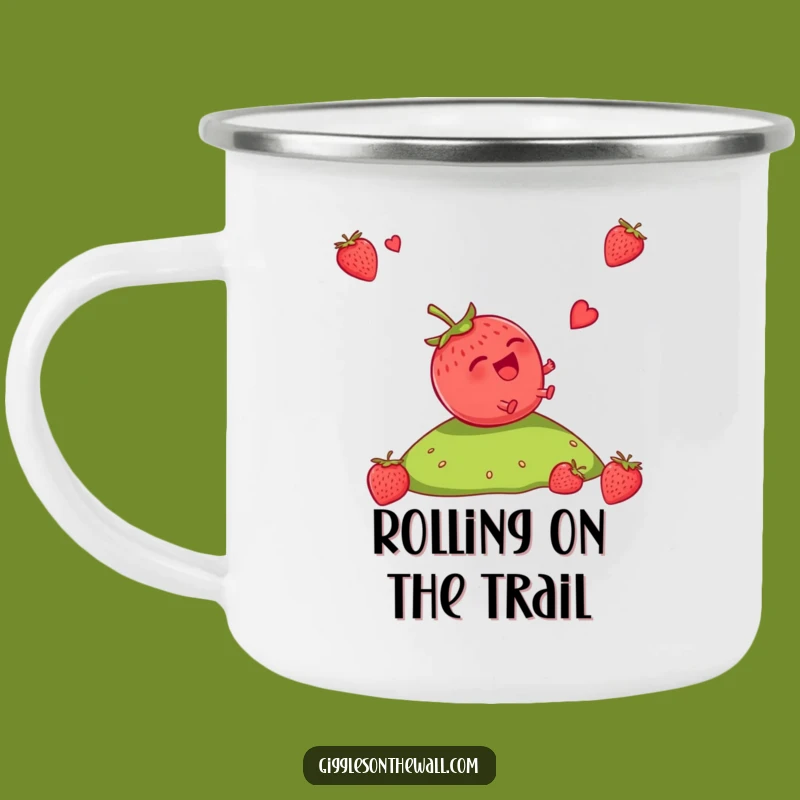 Funny Strawberry Rolling Camping Mug: Adventure Fuelled by Giggles and Hot Drinks