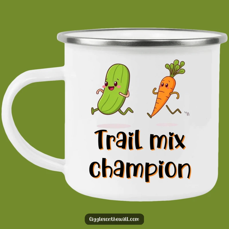 Funny Enamel Pickle Carrot Camping Mug - Race Your Coffee Outdoors