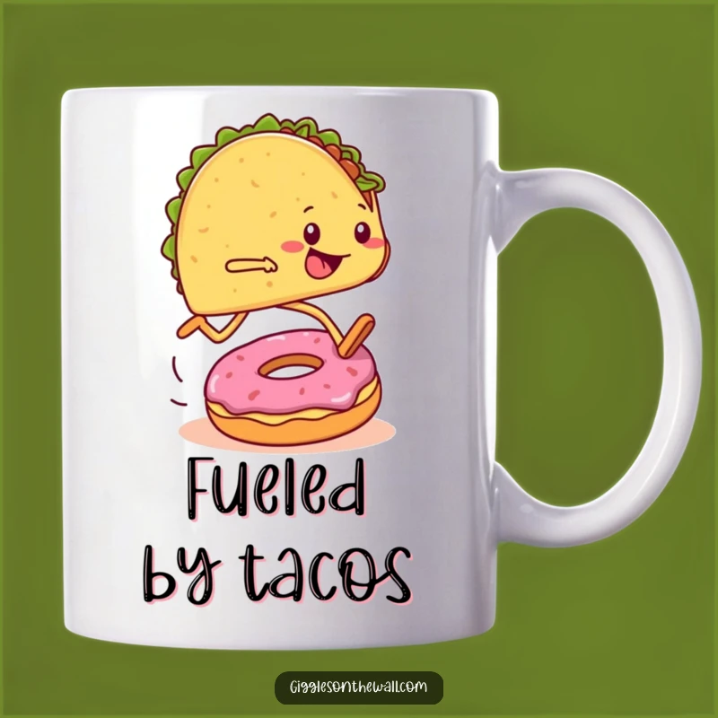 Funny Marathon Taco Mug: Tripping Over Donut - Hilarious Runner Gift!