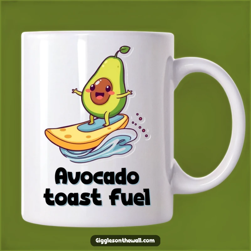 Funny Avocado Surfing Chip Mug - Hilarious Foodie Adventure Gift Idea