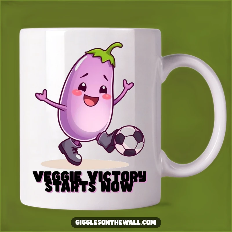 Funny Football Eggplant Mug: Kicking Goals With Boots, A Hilarious Gift for Soccer Fans!