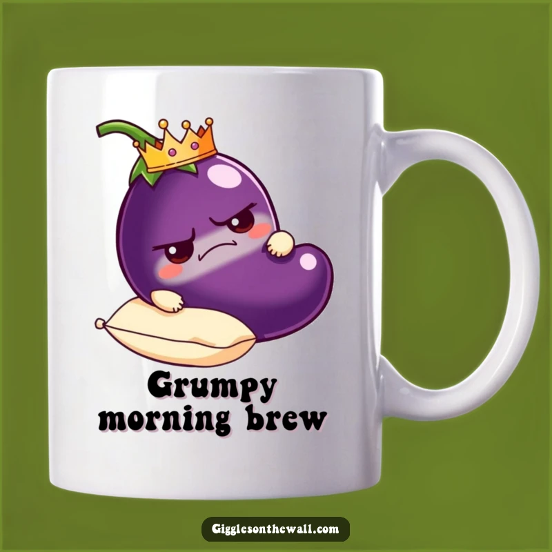 Funny Grumpy Eggplant Mug: Royal Veggie Gift for Regal Comedians