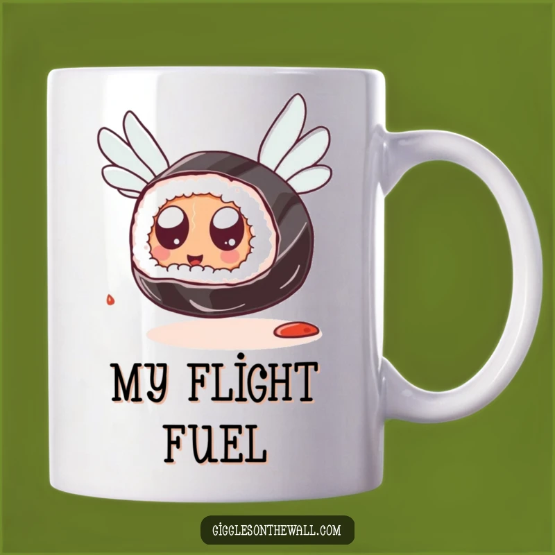 Funny Sushi Flying Mug: Googly-Eyed Adventure, Hilarious Foodie Funny Gift