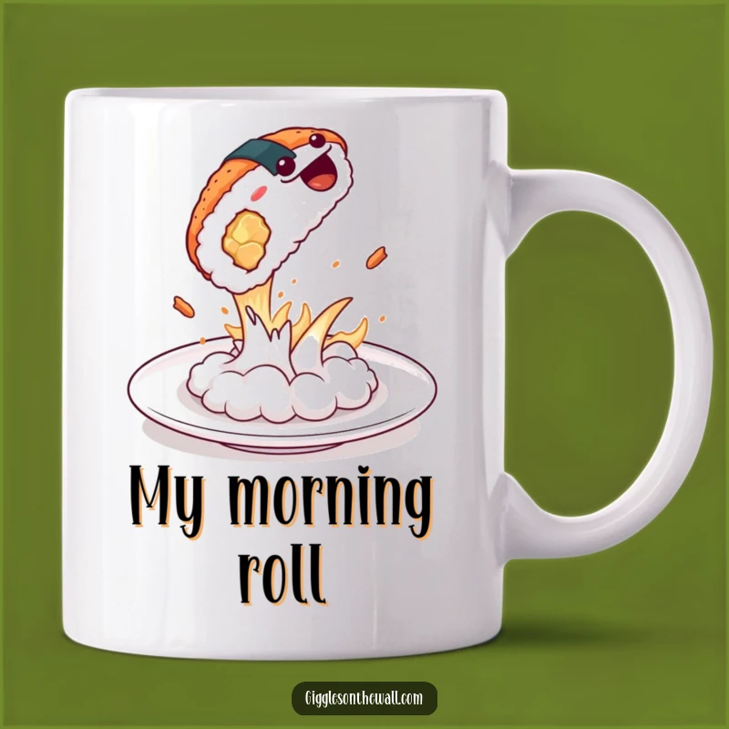 Funny Dramatic Sushi Leap Mug - Hilarious Japanese Foodie Gift
