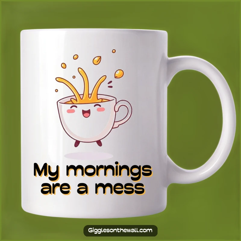 Funny Dancing Teacup Spill Mug: Comical Flourish, Perfect Humorous Gift for Coffee Lovers