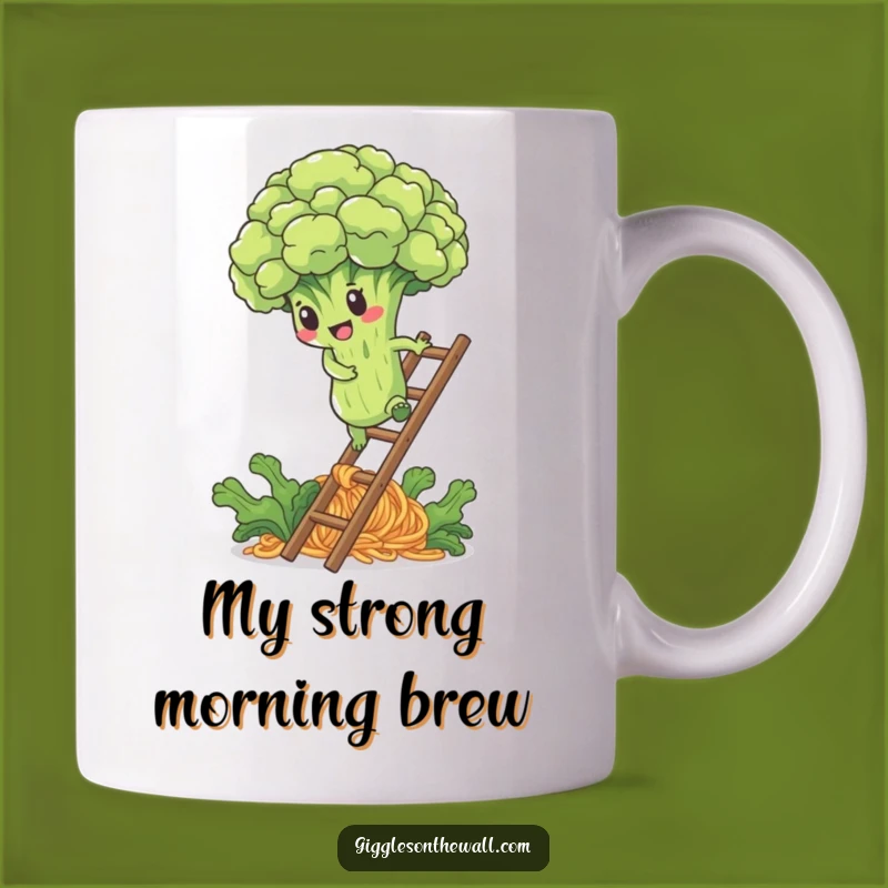 Funny Broccoli Noodle Ladder Mug: Climb to Health with This Humorous Gift