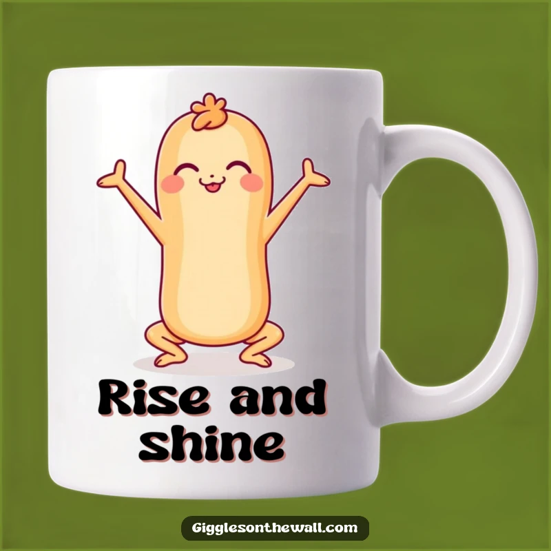 Funny Cheerful Baguette Yoga Mug - Hilarious Wellness Gift for Foodies