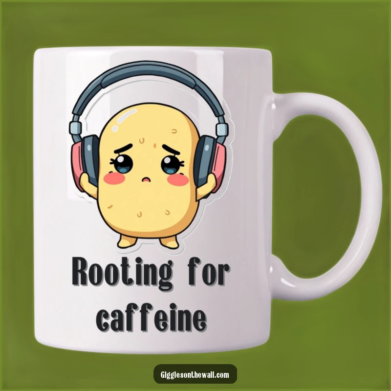 Funny Determined Potato Headphones Mug - Hilarious Gift for Music Lovers