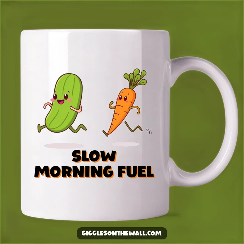 Funny Pickle vs Carrot Race Mug - A Hilarious Duel for Your Morning Brew