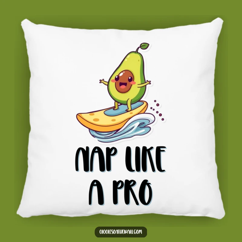 Funny Avocado Surfing Chip Pillow - Comfy & Quirky Snack Decor