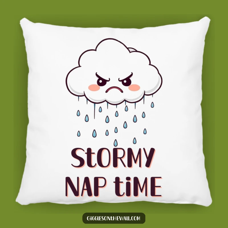 Funny Grumpy Cloud Pillow - Cozy Comfort for Gloomy Days with Tiny Drips
