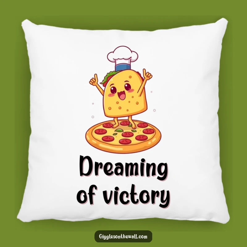 Funny Taco Chef Victory Pillow: Plush Comfort, Humorous Culinary Celebration