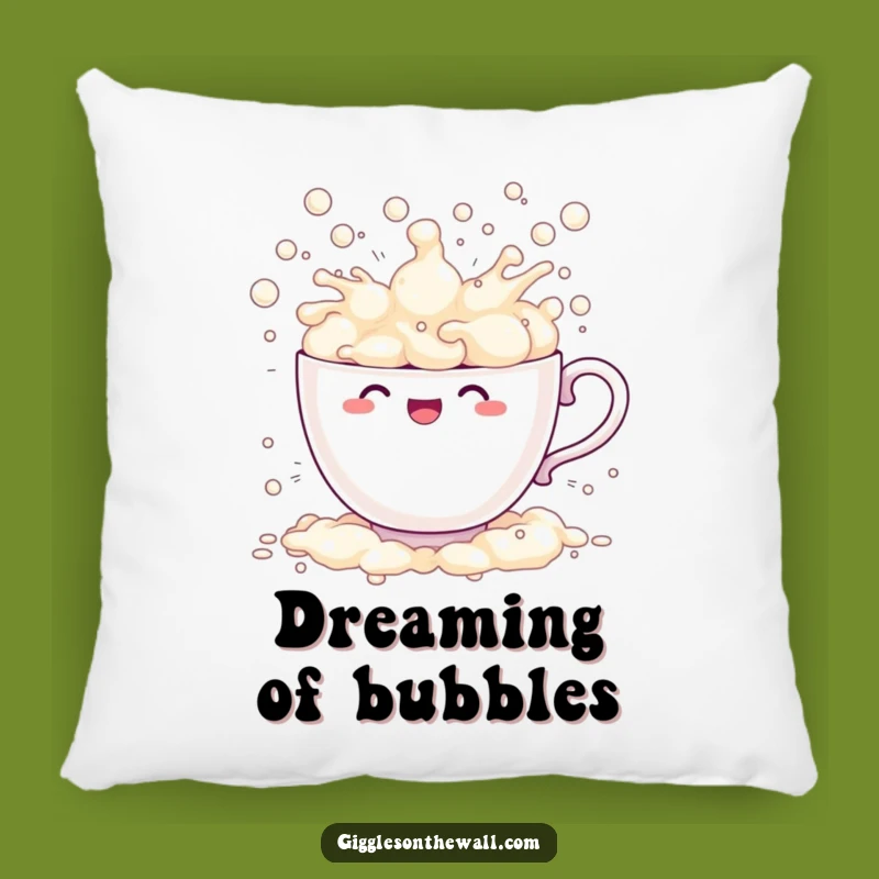 Funny Teacup Bubbles Pillow: Comical Overflowing Cushion for Cozy Laughs