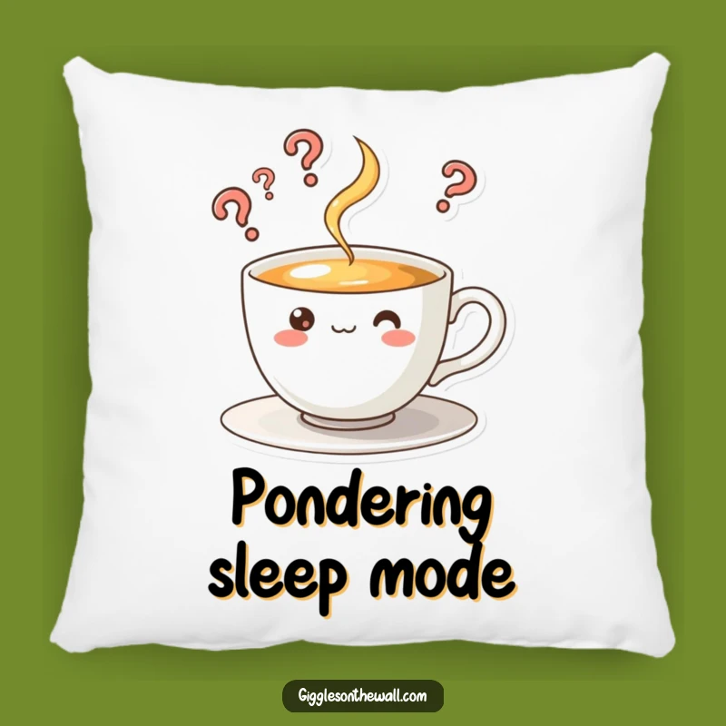 Funny Curious Teacup Pillow - Cozy Up with Pondering Questions!