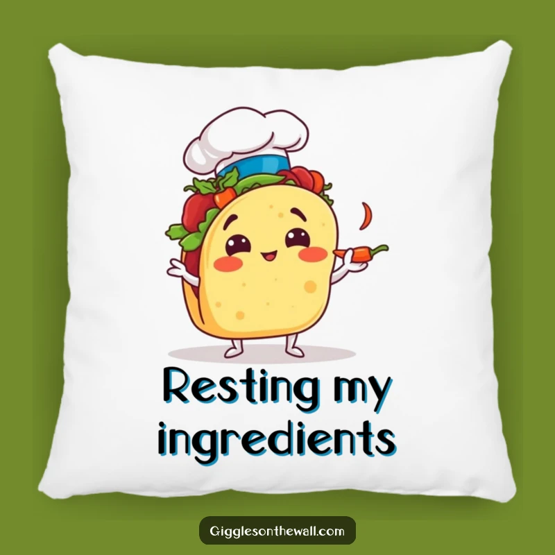 Funny Taco Chef Pillow: Comical Juggling Foodie Cushion for Cozy Laughs