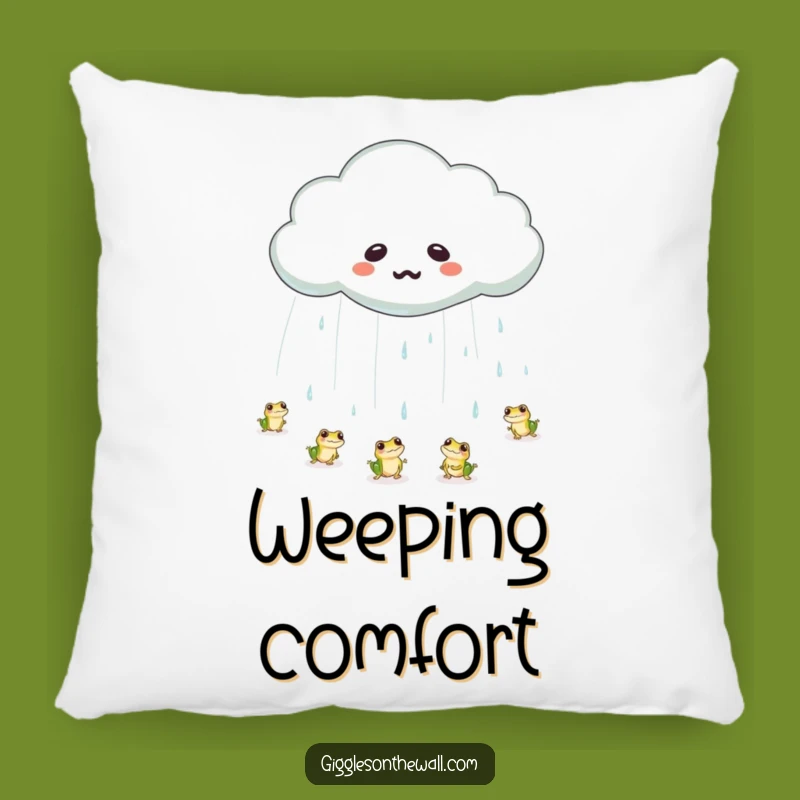 Funny Frog Rain Cloud Pillow: Emotional Weather Cushion, Perfect Humorous Gift