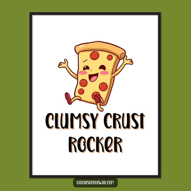 Funny Dancing Pizza Digital Art: High-Res Clumsy Dance Print for Instant Joy