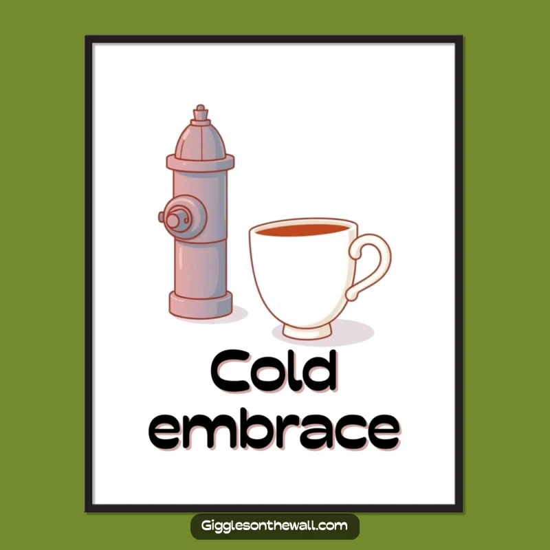Funny Teacup Hugging Fire Hydrant Digital Art - Instant Whimsy