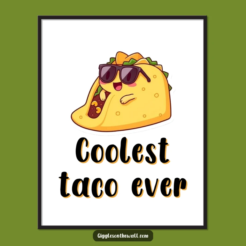 Funny Lounging Taco Digital Art Print - Instant Cool Decor