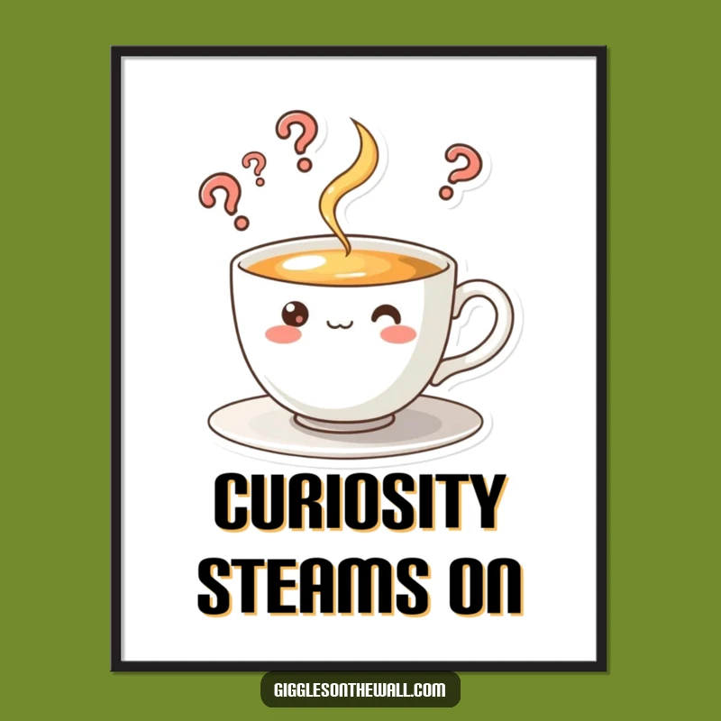Funny Curious Teacup Digital Art - Instant Intrigue for Your Walls!