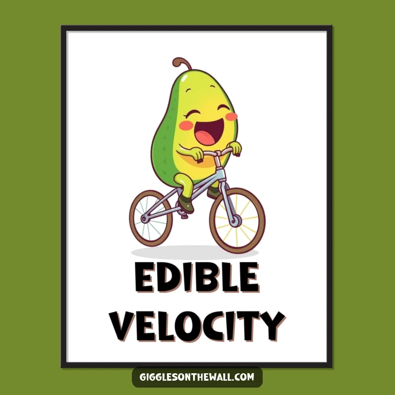 Digital Print: Funny Avocado Spaghetti Unicycle - Instant Hilarious Wall Art!