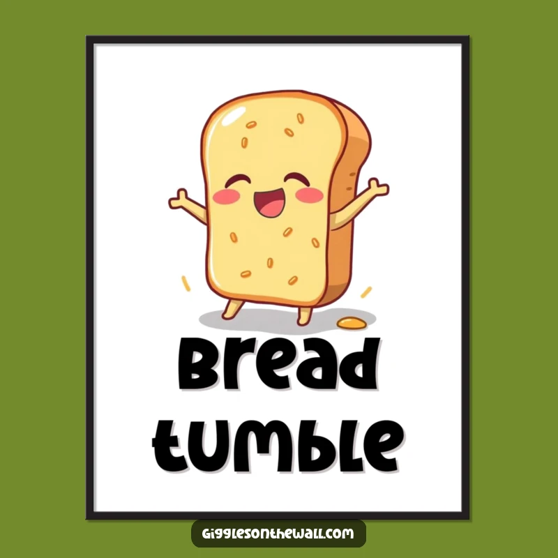 Funny Bread Loaf Digital Art: Joyful Pratfall for Whimsical Decor