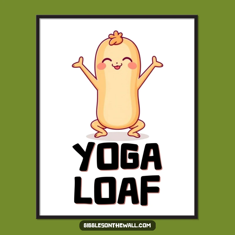 Funny Cheerful Baguette Yoga Digital Art - Instant Zen & Humorous Decor