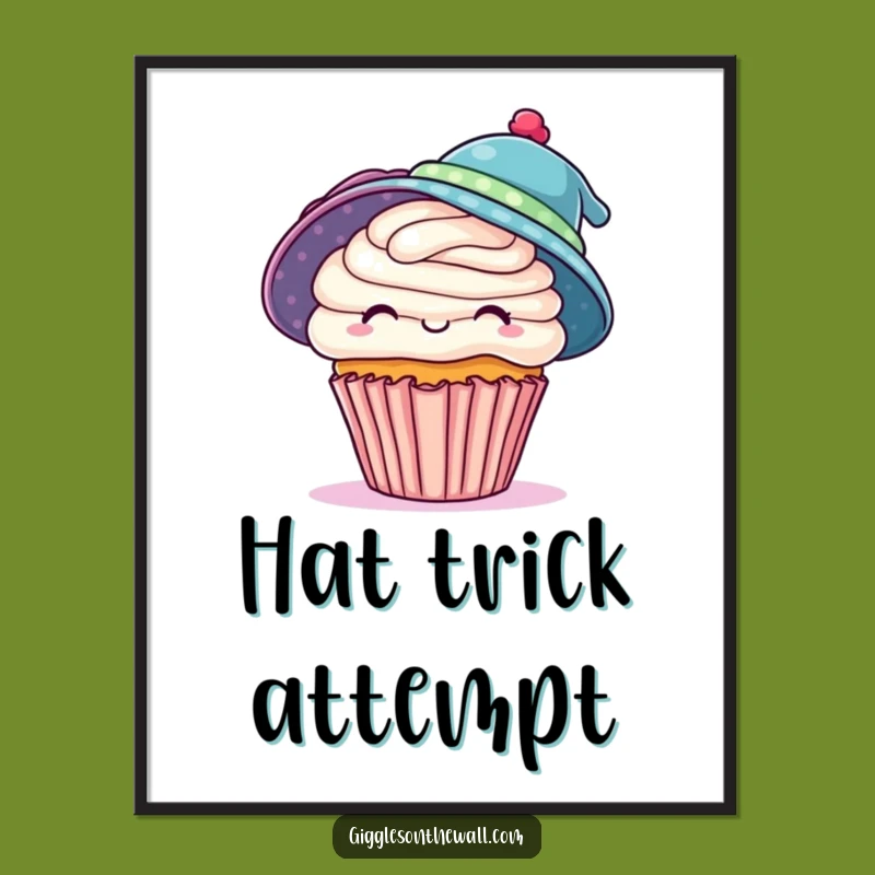 Funny Cupcake Digital Art: Ambitious Hats for Playful Wall Decor