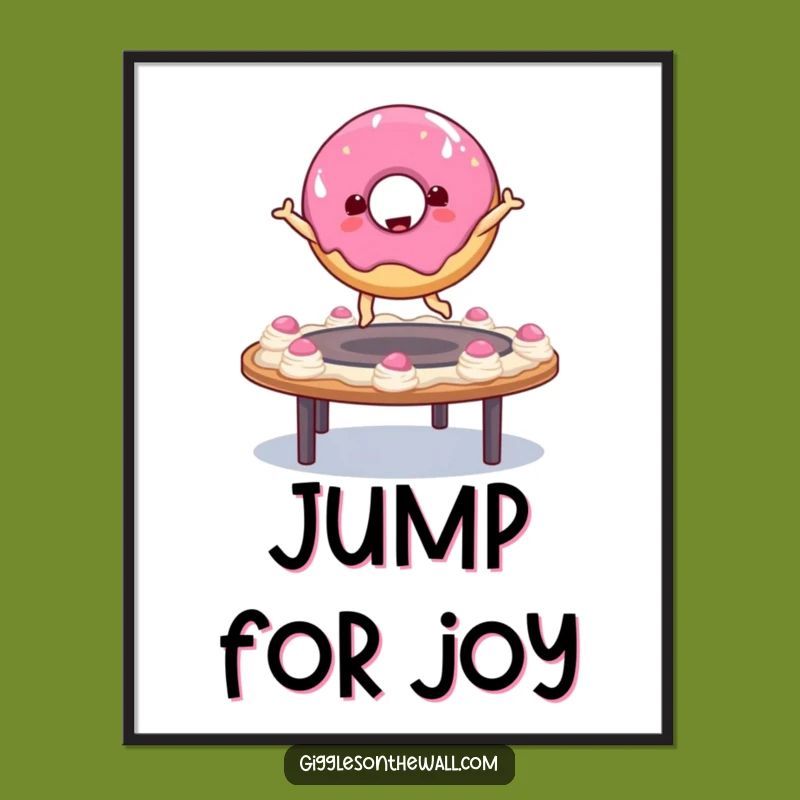 Funny Donut Bouncing Digital Art: Playful Character Print, Sweet Gift