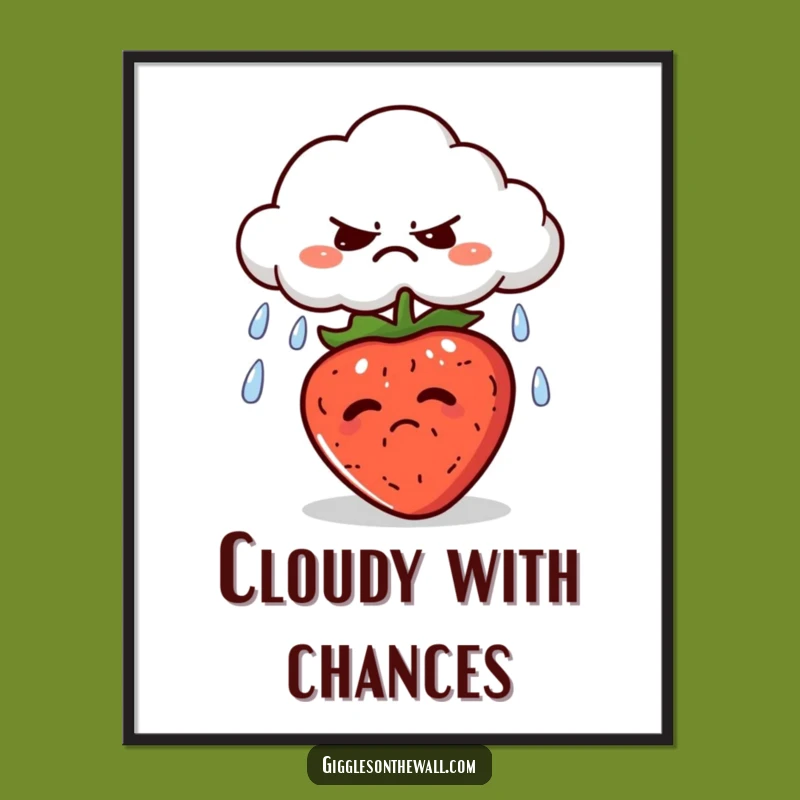 Funny Grumpy Cloud Digital Art: Instant Download for Whimsical Wall Decor