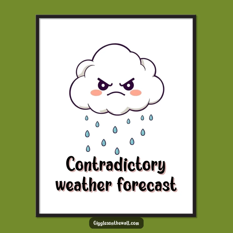 Funny Grumpy Cloud Digital Art - Instant Whimsical Download for Decor Gift
