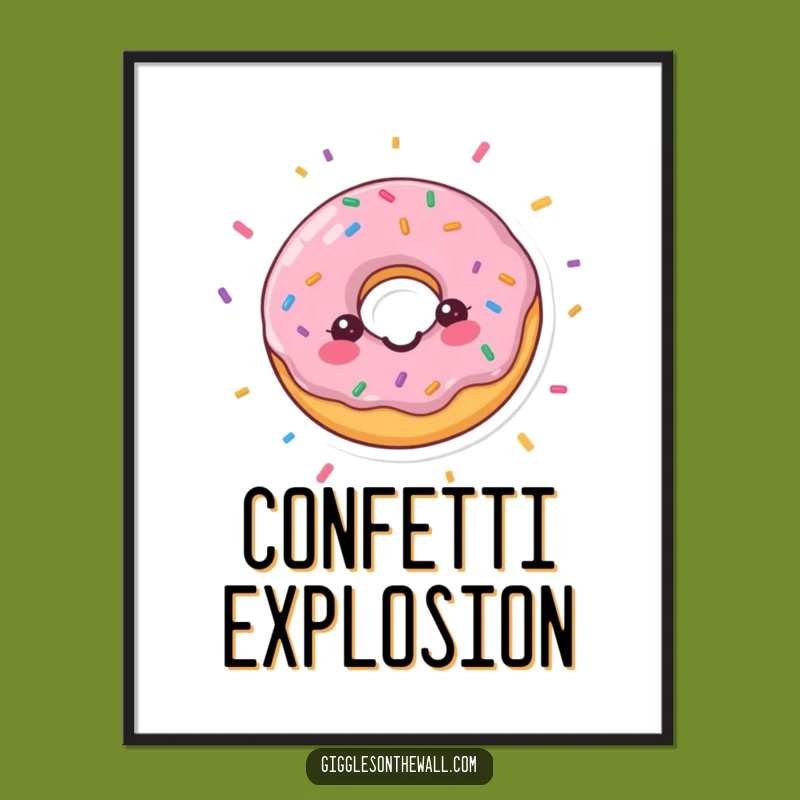 Funny Happy Donut Digital Art: Joyful Confetti Celebration for Your Walls