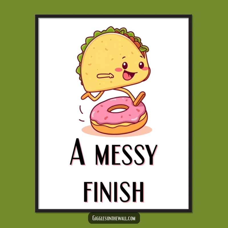 Funny Marathon Taco Digital Art: Tripping Runner - Instant Humorous Decor!
