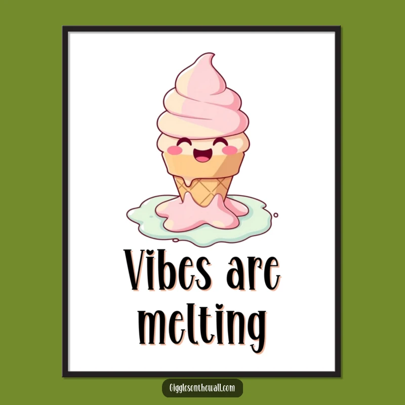 Funny Melting Ice Cream Digital Art - Instant Joyful, Melty Wall Decor!